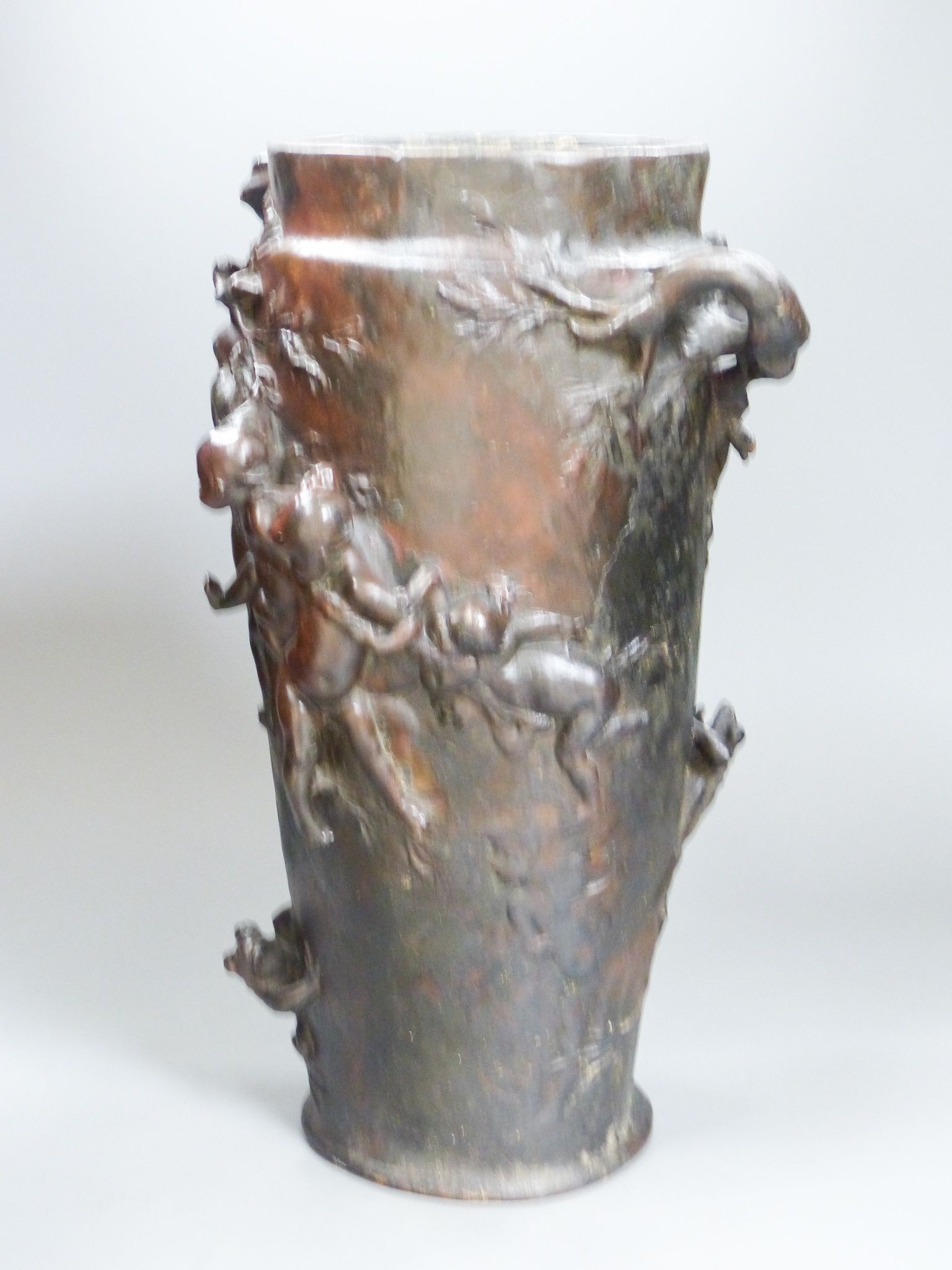 After G.J. Cheret. An Art Nouveau style bronze vase